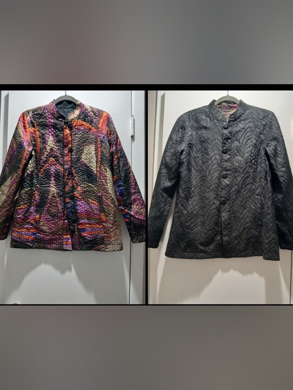 Quilted Reversible Women’s Jacket - Multicolor/Black